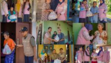 Penyaluran bantuan CSR sembako secara door to door kepada warga Dusun Gerabak oleh Tim CSR dan Srikandi PLN NP UP Sebalang.